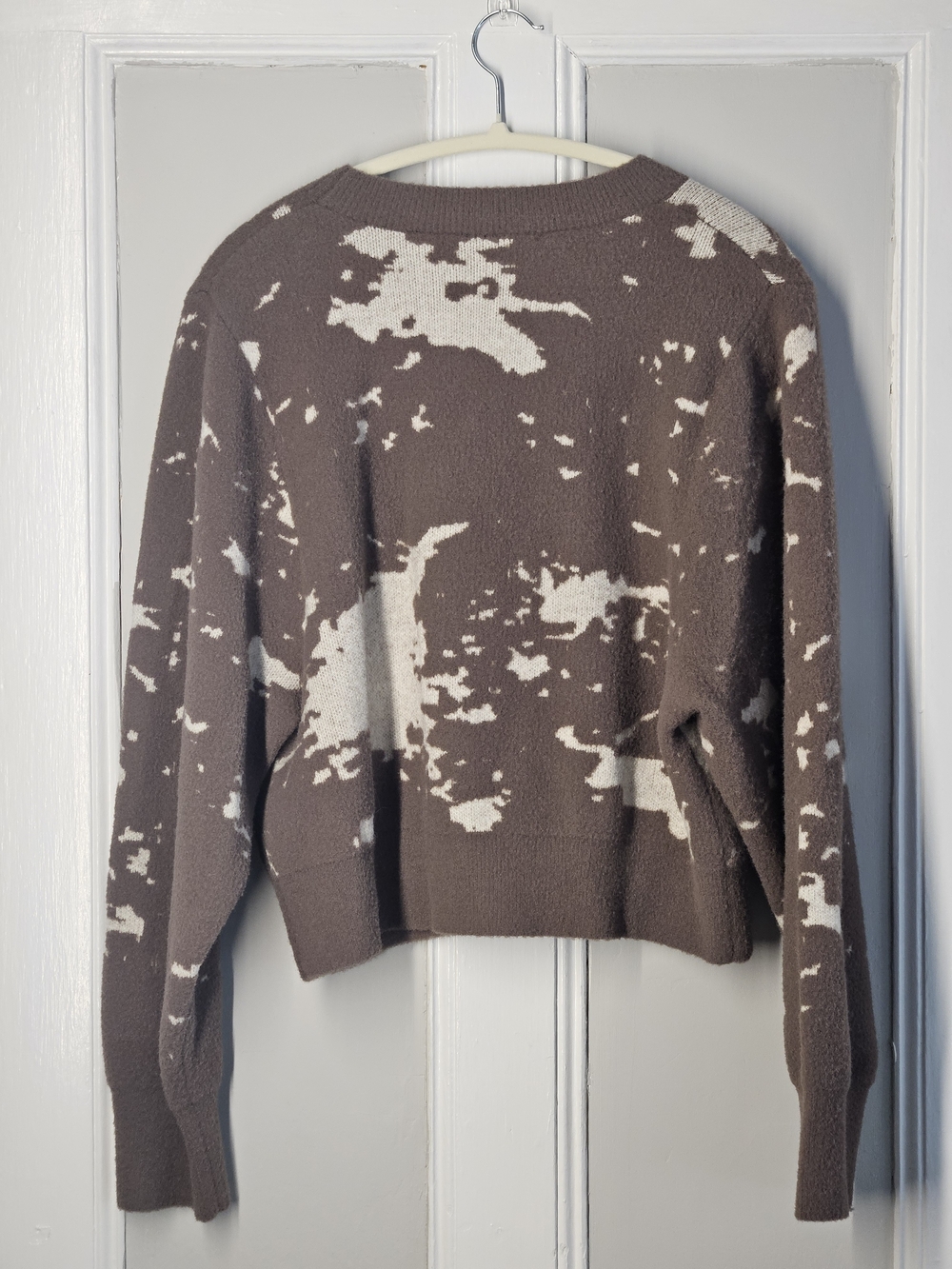 Kerisma Brown & Cream Abstract Crewneck Sweater Sz M/L Angora Blend - Picture 3 of 4